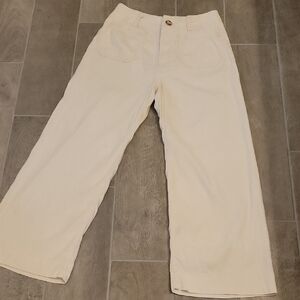 Anthropologie The Colette Cream Wide Leg Pants By Maeve